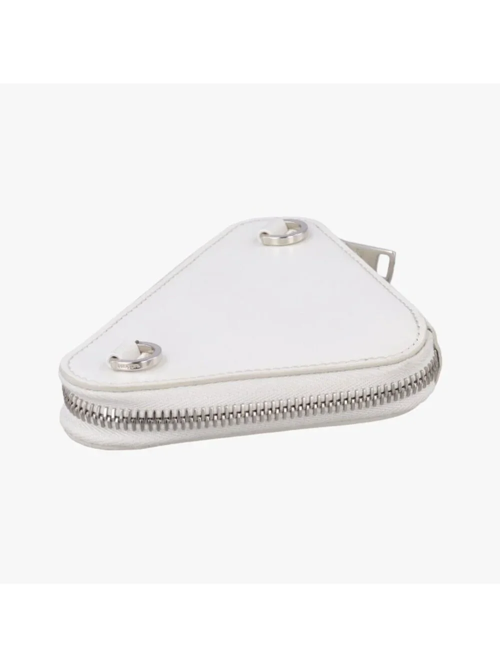 Prada Triangle Chain Pouch White Leather